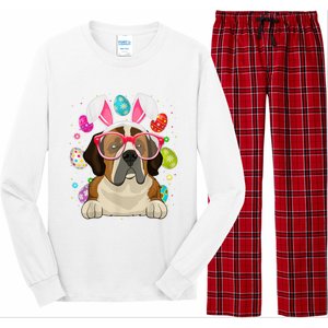 Cute Bunny St Bernard Dog Face Easter Eggs Easter Day Long Sleeve Pajama Set