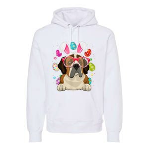 Cute Bunny St Bernard Dog Face Easter Eggs Easter Day Premium Hoodie