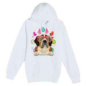 Cute Bunny St Bernard Dog Face Easter Eggs Easter Day Premium Pullover Hoodie