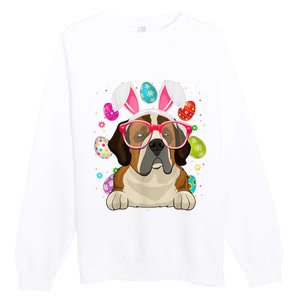 Cute Bunny St Bernard Dog Face Easter Eggs Easter Day Premium Crewneck Sweatshirt