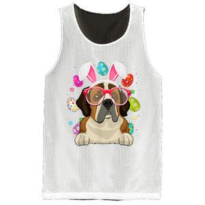 Cute Bunny St Bernard Dog Face Easter Eggs Easter Day Mesh Reversible Basketball Jersey Tank