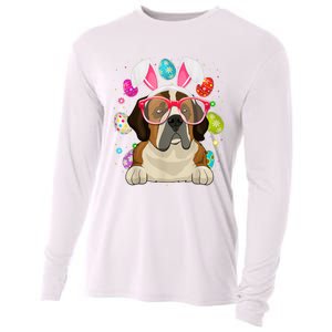 Cute Bunny St Bernard Dog Face Easter Eggs Easter Day Cooling Performance Long Sleeve Crew