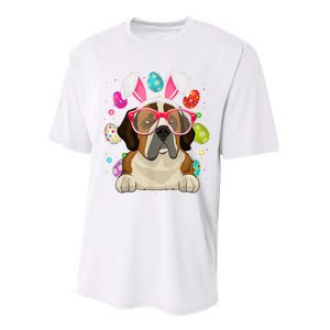 Cute Bunny St Bernard Dog Face Easter Eggs Easter Day Performance Sprint T-Shirt