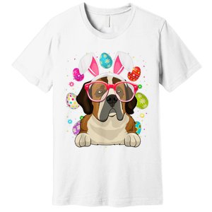 Cute Bunny St Bernard Dog Face Easter Eggs Easter Day Premium T-Shirt