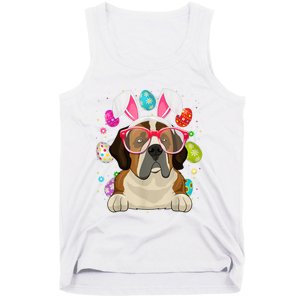 Cute Bunny St Bernard Dog Face Easter Eggs Easter Day Tank Top