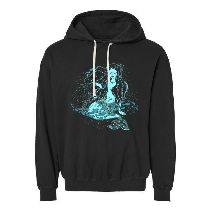 Cute Boho Space Galaxy Mermaid Garment-Dyed Fleece Hoodie