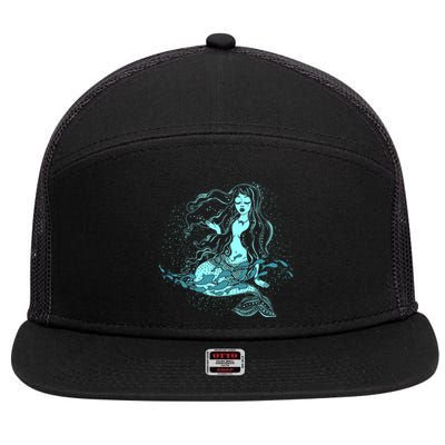 Cute Boho Space Galaxy Mermaid 7 Panel Mesh Trucker Snapback Hat