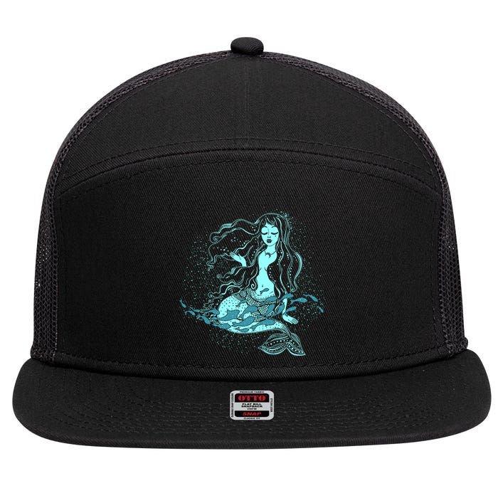 Cute Boho Space Galaxy Mermaid 7 Panel Mesh Trucker Snapback Hat