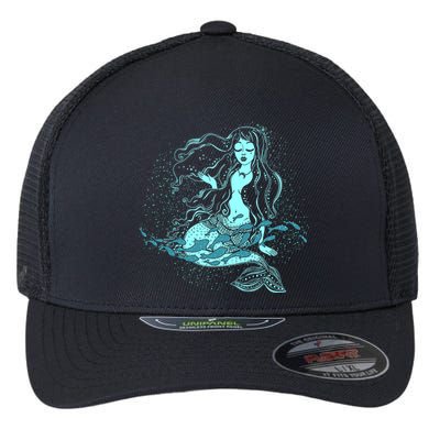 Cute Boho Space Galaxy Mermaid Flexfit Unipanel Trucker Cap