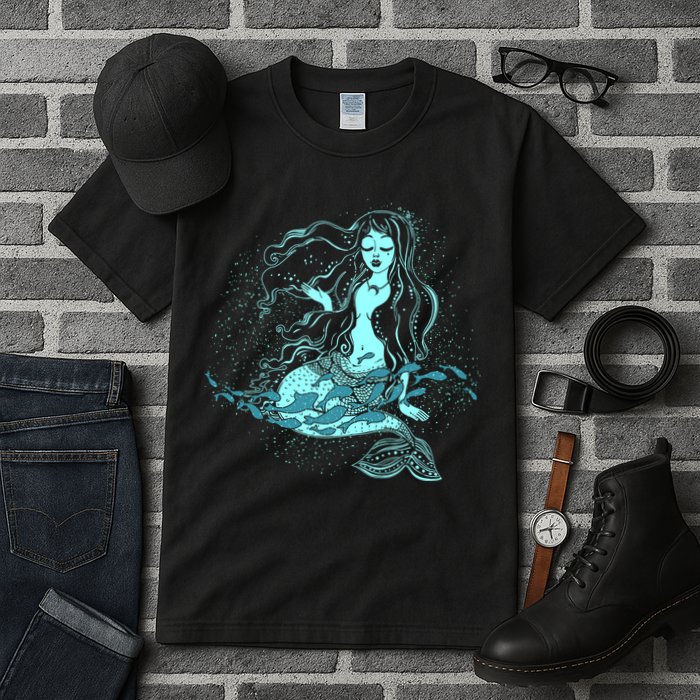 Cute Boho Space Galaxy Mermaid Tall T-Shirt