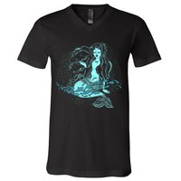 Cute Boho Space Galaxy Mermaid V-Neck T-Shirt