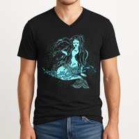Cute Boho Space Galaxy Mermaid V-Neck T-Shirt
