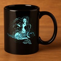Cute Boho Space Galaxy Mermaid 11oz C Handle Ceramic Mug