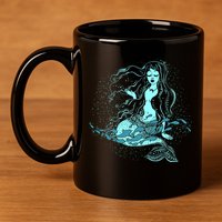 Cute Boho Space Galaxy Mermaid 11oz C Handle Ceramic Mug