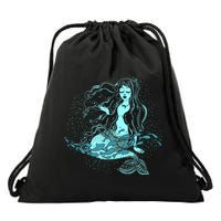 Cute Boho Space Galaxy Mermaid Drawstring Bag