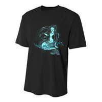 Cute Boho Space Galaxy Mermaid Youth Performance Sprint T-Shirt