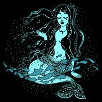 Cute Boho Space Galaxy Mermaid Youth Performance Sprint T-Shirt