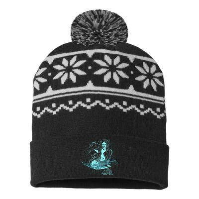 Cute Boho Space Galaxy Mermaid USA-Made Snowflake Beanie