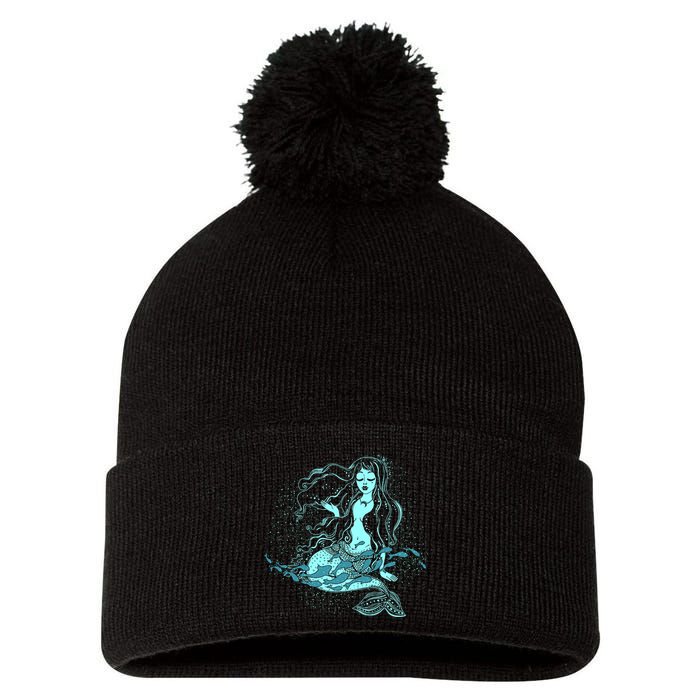 Cute Boho Space Galaxy Mermaid Pom Pom 12in Knit Beanie