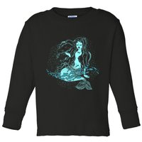 Cute Boho Space Galaxy Mermaid Toddler Long Sleeve Shirt