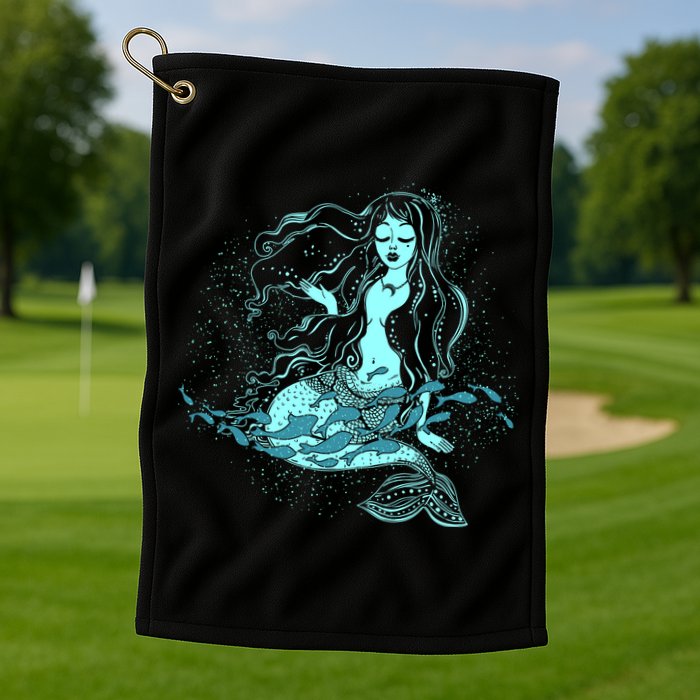 Cute Boho Space Galaxy Mermaid Golf Towel