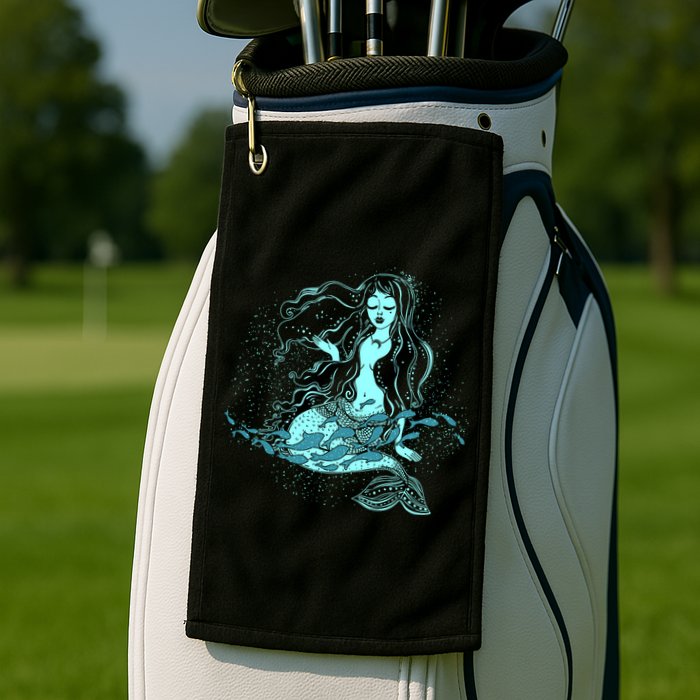 Cute Boho Space Galaxy Mermaid Golf Towel