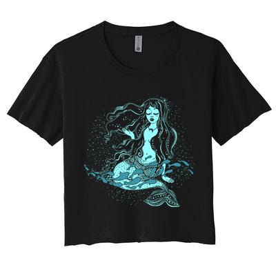 Cute Boho Space Galaxy Mermaid Crop Top