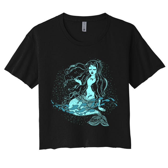 Cute Boho Space Galaxy Mermaid Crop Top