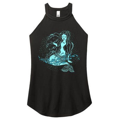 Cute Boho Space Galaxy Mermaid Women's Perfect Tri Rocker Tank