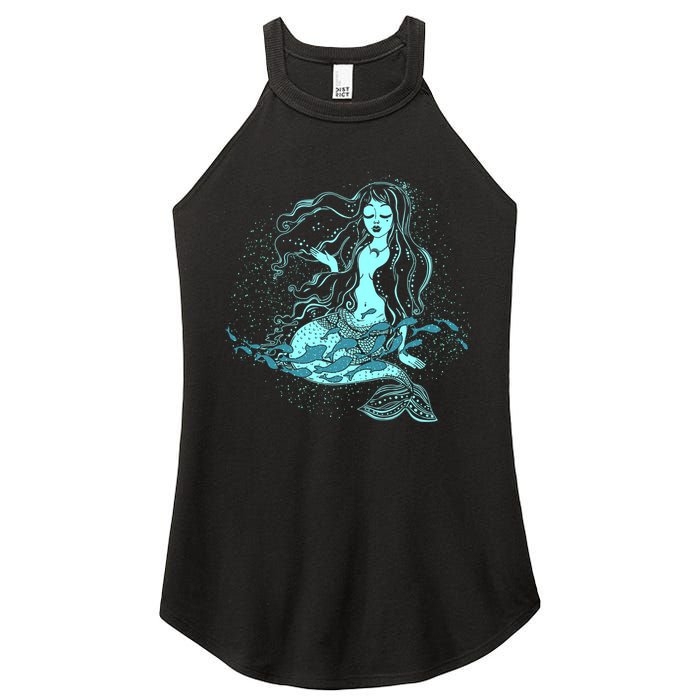 Cute Boho Space Galaxy Mermaid Women's Perfect Tri Rocker Tank