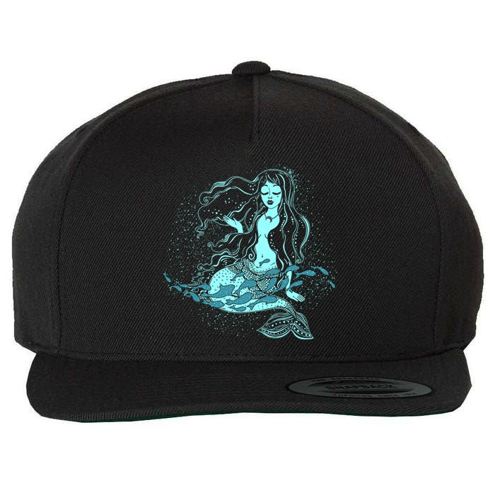 Cute Boho Space Galaxy Mermaid Wool Snapback Cap