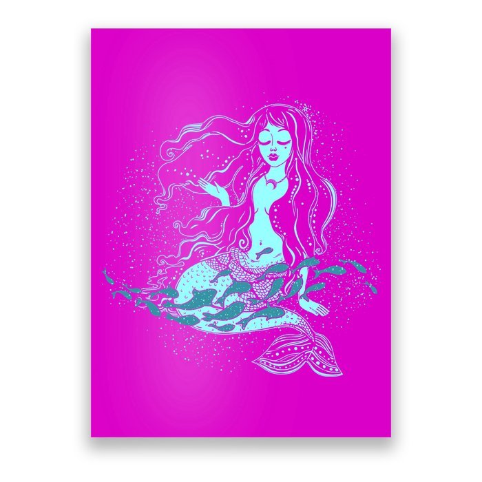 Cute Boho Space Galaxy Mermaid Poster