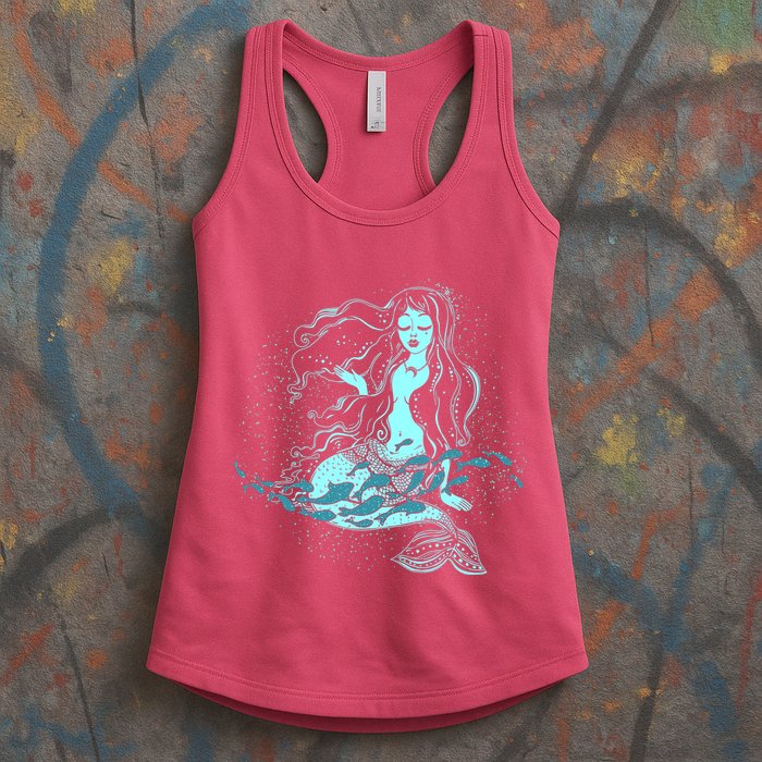 Cute Boho Space Galaxy Mermaid Womens Tank Top