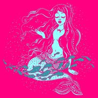 Cute Boho Space Galaxy Mermaid Tie-Dye T-Shirt