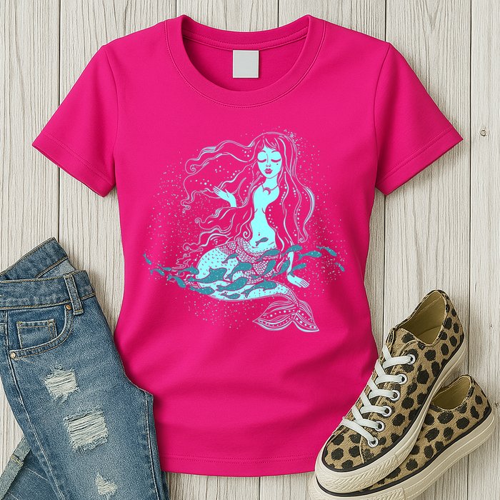 Cute Boho Space Galaxy Mermaid Womens T-Shirt