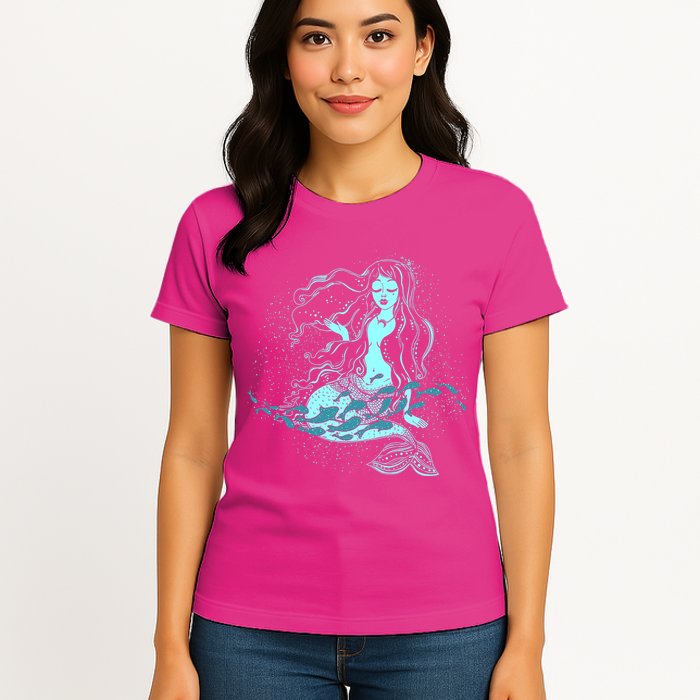 Cute Boho Space Galaxy Mermaid Womens T-Shirt