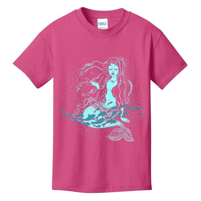 Cute Boho Space Galaxy Mermaid Kids T-Shirt