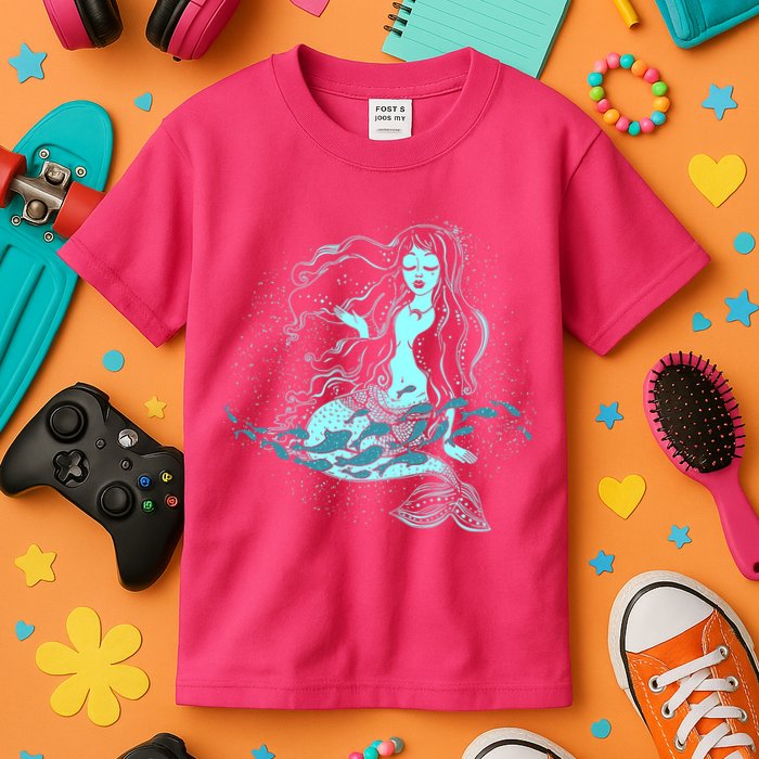 Cute Boho Space Galaxy Mermaid Kids T-Shirt
