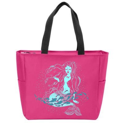 Cute Boho Space Galaxy Mermaid Zip Tote Bag