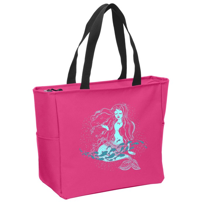 Cute Boho Space Galaxy Mermaid Zip Tote Bag