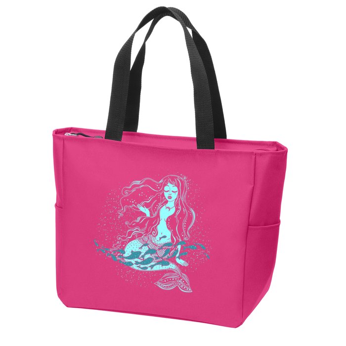 Cute Boho Space Galaxy Mermaid Zip Tote Bag