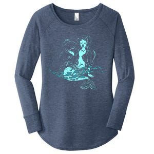 Cute Boho Space Galaxy Mermaid Women's Perfect Tri Tunic Long Sleeve Shirt