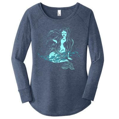 Cute Boho Space Galaxy Mermaid Women's Perfect Tri Tunic Long Sleeve Shirt