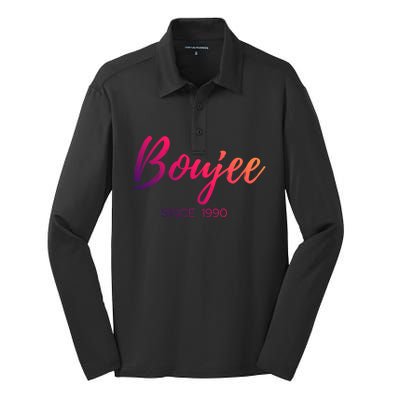 Classy Boujee Since 1990 Gift Silk Touch Performance Long Sleeve Polo