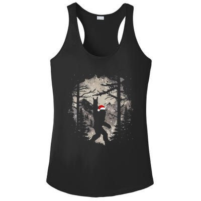 Christmas Bigfoot Santa Hat Funny Xmas Pj Sasquatch Rock On Ladies PosiCharge Competitor Racerback Tank