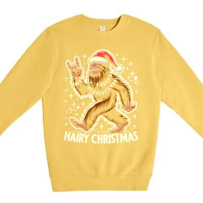 Cool Bigfoot Santa Sasquatch Pajamas Hairy Christmas Yeti Funny Gift Premium Crewneck Sweatshirt