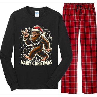 Cool Bigfoot Santa Sasquatch Pajamas Hairy Christmas Yeti Funny Gift Long Sleeve Pajama Set