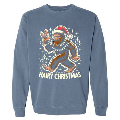 Cool Bigfoot Santa Sasquatch Pajamas Hairy Christmas Yeti Funny Gift Garment-Dyed Sweatshirt