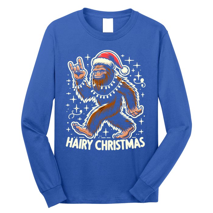 Cool Bigfoot Santa Sasquatch Pajamas Hairy Christmas Yeti Funny Gift Long Sleeve Shirt