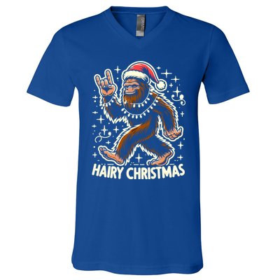 Cool Bigfoot Santa Sasquatch Pajamas Hairy Christmas Yeti Funny Gift V-Neck T-Shirt